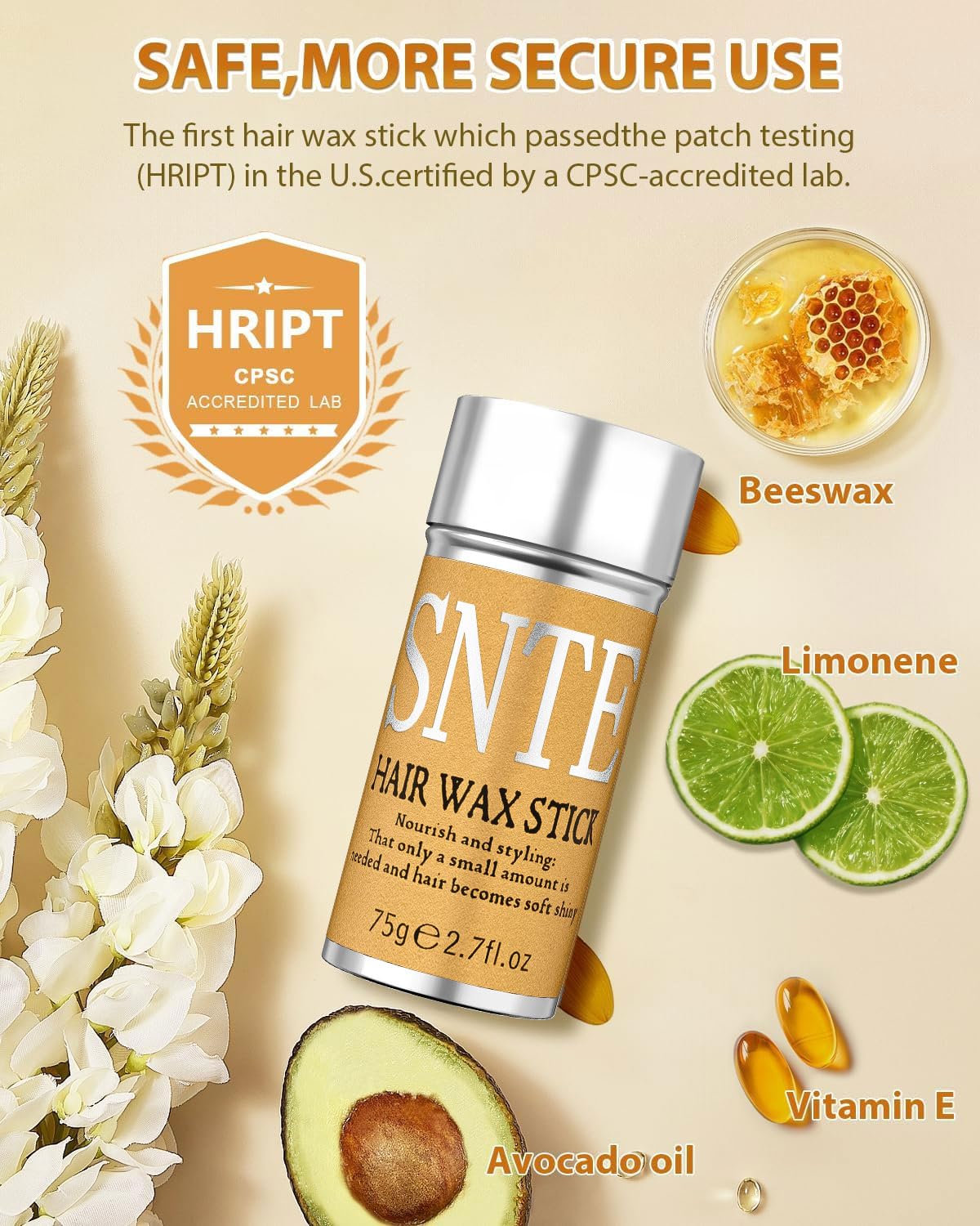Samnyte Hair Wax Stick, Gel Tamer for Flyaways, Nourishing Slick Stick Pomade for Women & Kids, Slick Back & Styling Cream, Hair Styling Accessories for Teen Girls Gifts, 2.7 Fl Oz