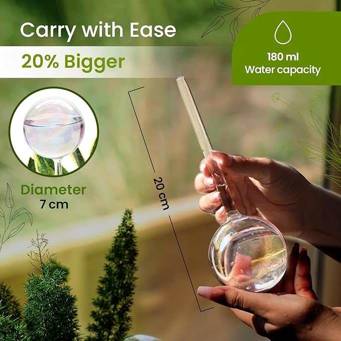 2 Pcs Iridescent Self Watering Globes, Glass Rainbow Plant Watering Globes, Self Watering Planter Insert, Automatic Plant Waterer Indoor, Plant Watering Devices, Plant Water Globes, Watering Bulb