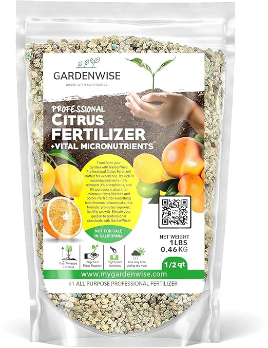 Professional Citrus Fertilizer + Vital Micronutrients; Perfect Balanced NPK for All Citrus; for Indoor and Outdoor Plants; Orange, Lime, Avocado and Lemon Tree Fertilizer (1/2 Quart)