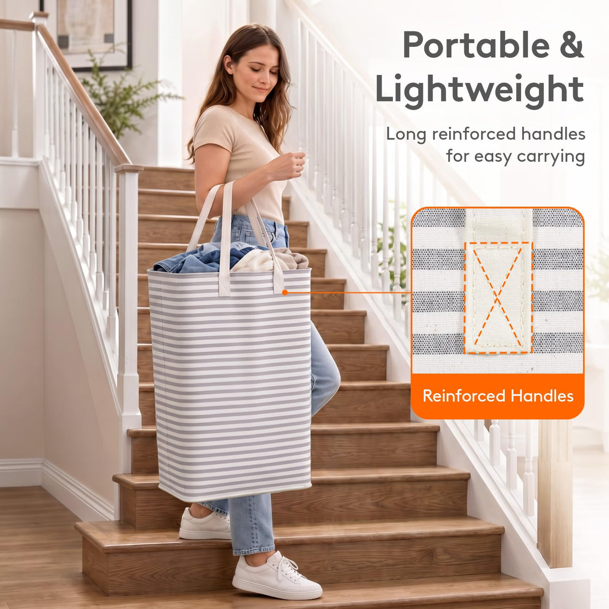 Lifewit 80L Large Laundry Baskets, Laundry Hampers Bags, 2 Pack, Grey