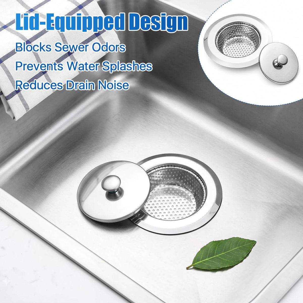 4.5"Stainless Steel Sink Drain Strainer Set of 3,150 Disposable Drain Cover