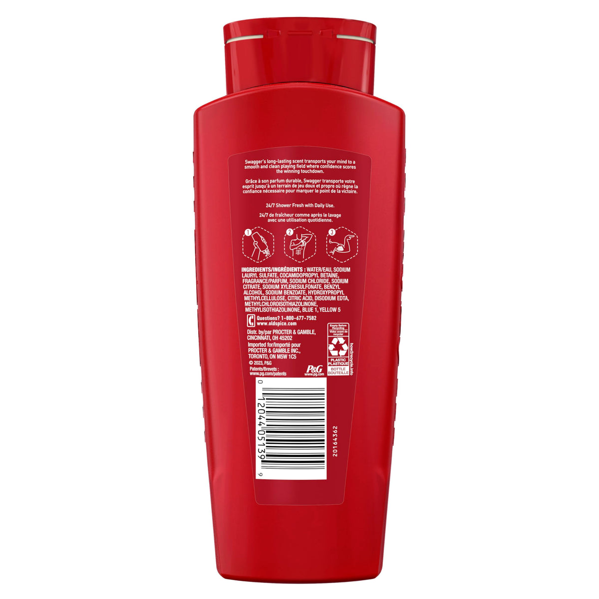Old Spice Refreshing Body Wash for Men, 3X Defense, 24/7 Shower Fresh with Long Lasting Scent, Red Collection, Swagger with Cedarwood Scent, 24 oz (Pack of 2)