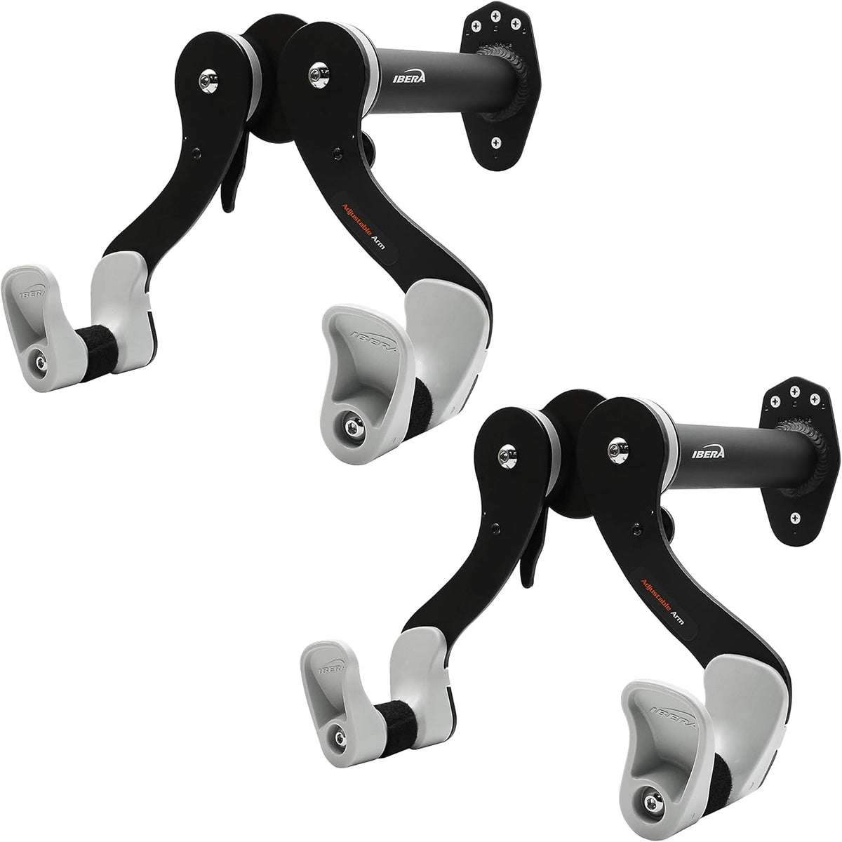 Ibera Bike Wall Mount - Secure Bike Storage up to 18kg with Adjustable Frame Holder & Soft Rubber Cradles - Garage Bike Rack for Road, MTB, Kids, Hybrid Bikes - Easy Installation & Space-Saving Design