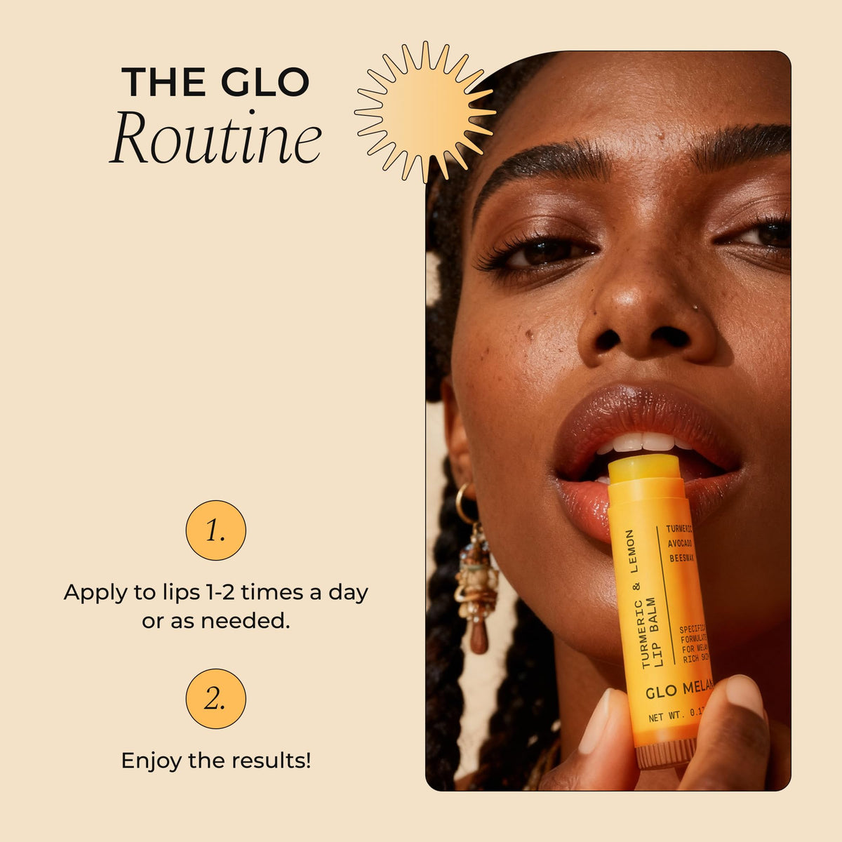 Glo Melanin Natural Lemon & Turmeric Lip Balm - Brighten, Nourish Dark Lips