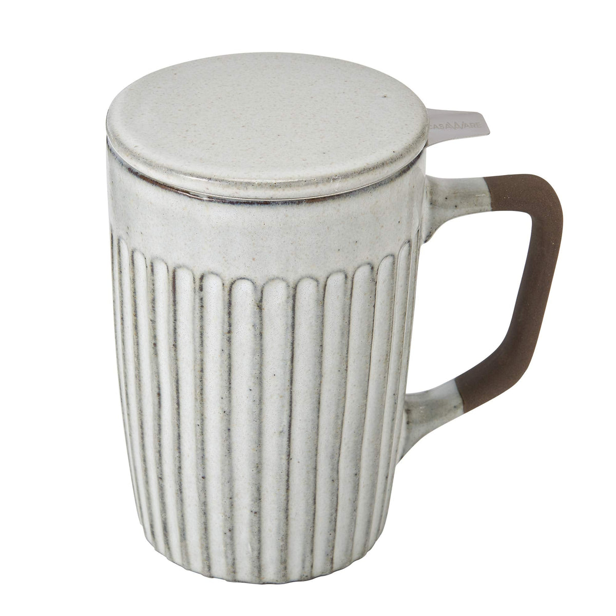 casaWare Shell 18-Ounce Tilt & Drip Tea Infuser Mug (Stone Gray)