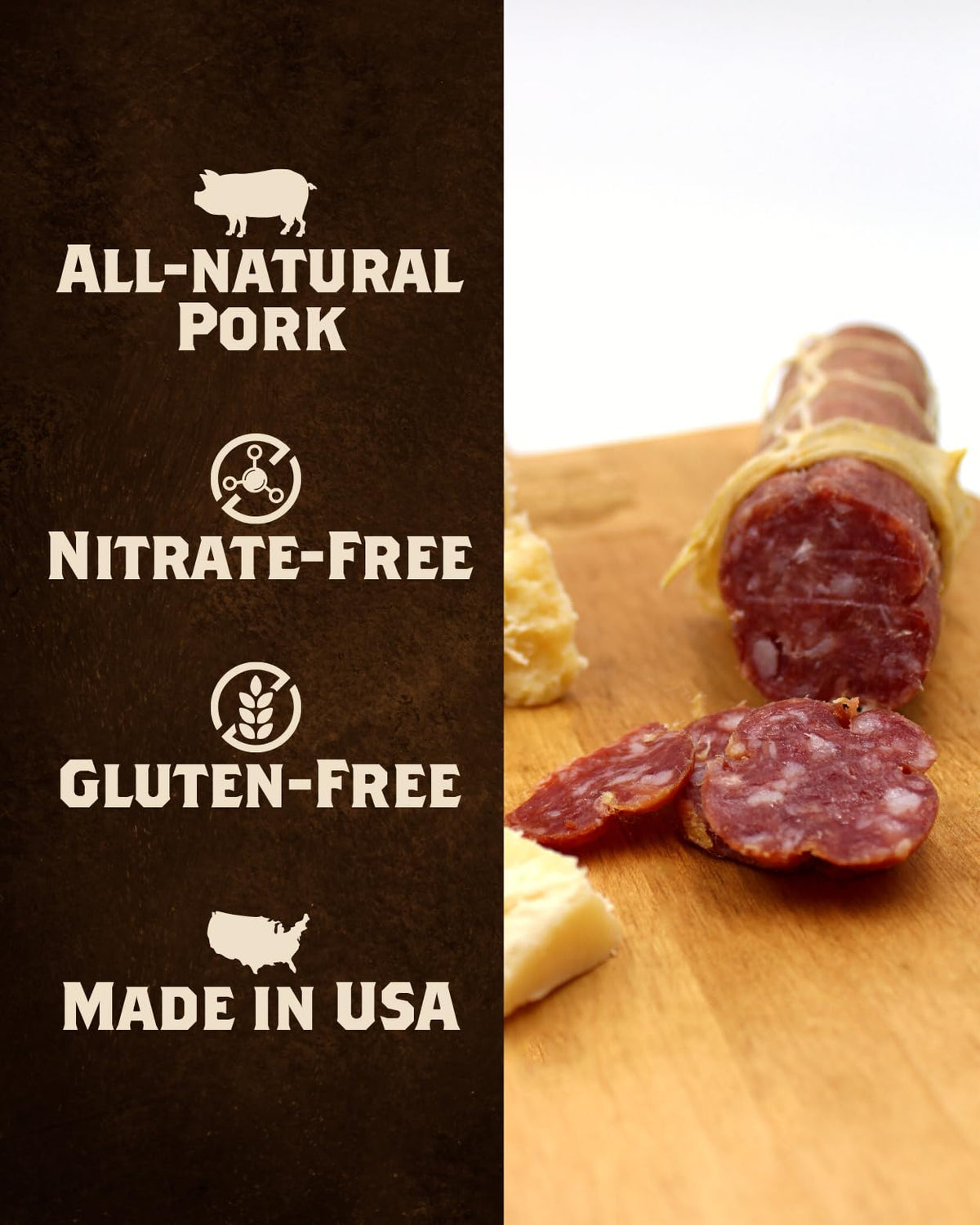 Fortuna's Parmigiano Salami - Nitrate & Gluten Free, All-Natural Pork, Dry-Cured, Made in USA with Real Reggiano parmigiano cheese - 2/8 oz Sticks