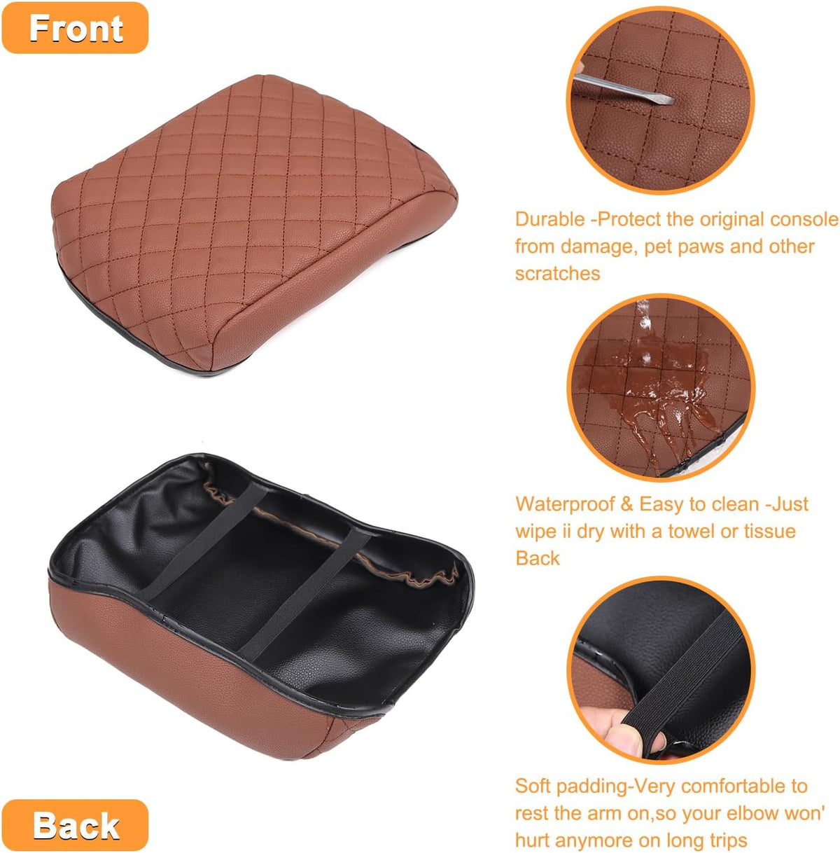 Car Armrest Box Cover Protector Compatible with Ineos Grenadier 2020-2024 Center Console Lid Protector Cover Original Customized Armrest Cover (Brown)