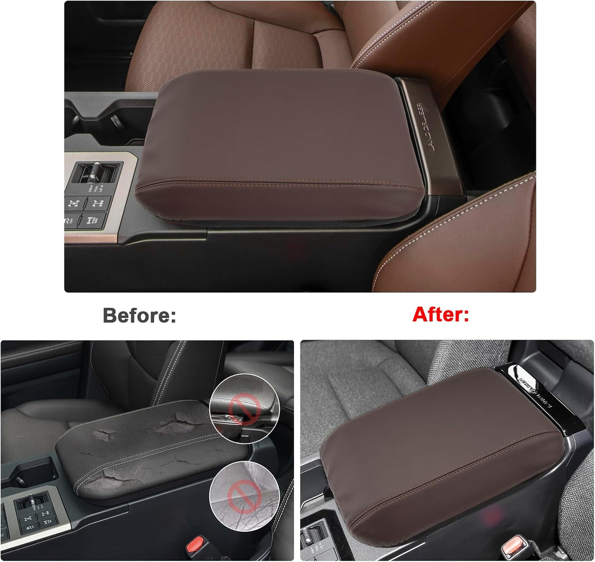 SXCY for 2024 2025 Land Cruiser Armrest Cover for Toyota Land Cruiser 2025 Center Console Cover 2024 2025 Land Cruiser Center Console Cover for 2025 Land Cruiser (Tan Line (Thin))