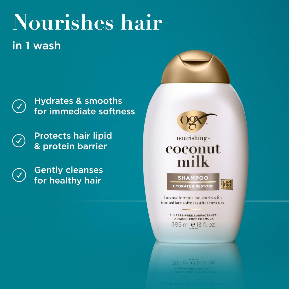 OGX Nourishing + Coconut Milk Moisturizing Shampoo, 13 fl oz