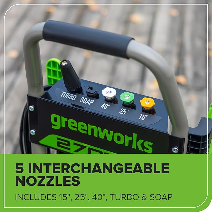 Greenworks Pro Brushless 2700 PSI (CSA Certified) 2.3 GPM Max / 1.2 GPM Electric Pressure Washer (Foldable Handles, Rugged Steel Frame, 25 FT Hose, 35 FT GFCI Power Cord)