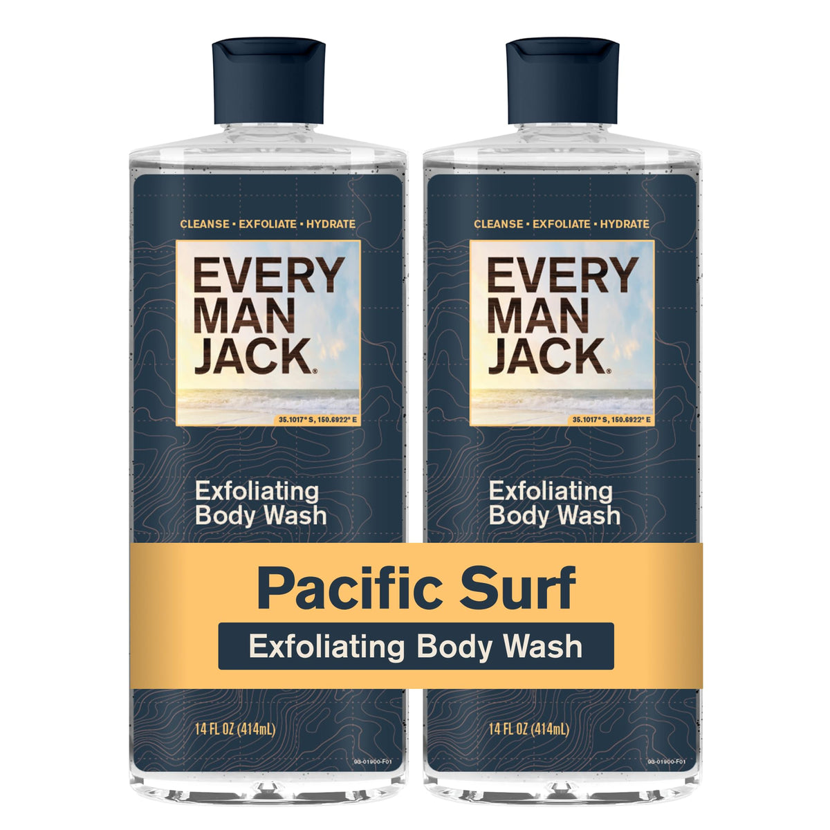 Every Man Jack Exfoliating Body Wash for Men, Pacific Surf, 2pk