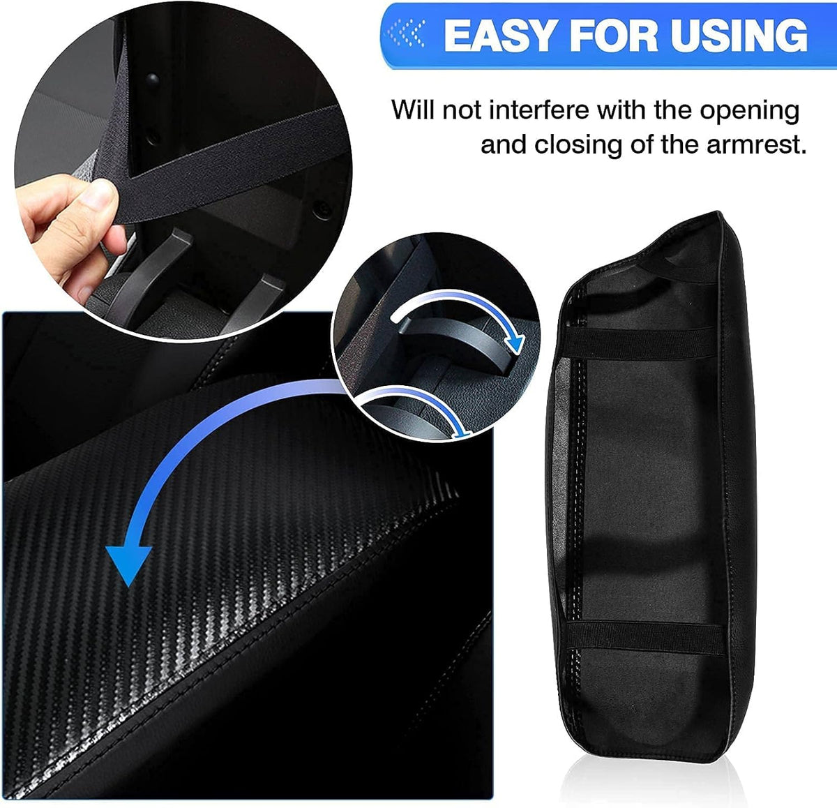 Autorder Center Console Cover for Hyundai Sonata 2020 2021 2022 2023 Accessories Carbon Fiber Armrest Cover Anti-Scratch Middle Console Pad Leather Armrest Protector