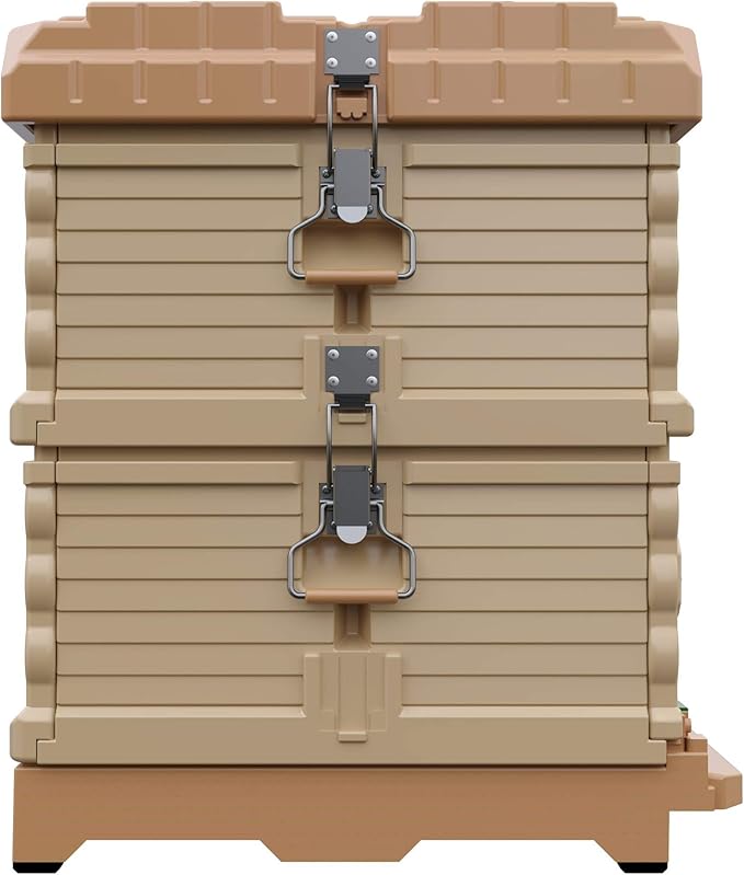 Ergo Insulated 10 Frame Bee Hive Set [NO Frames Included] (Double Deep, Tan Body Yellow Entrance)