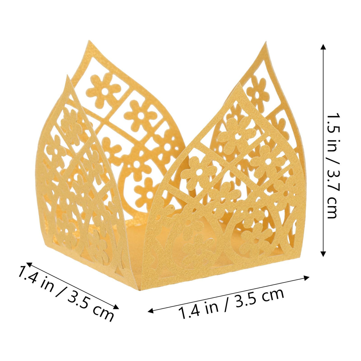 NULYLU Wedding Candy Packaging Wrappers 50pcs Gold Dessert Paper Hollow Cups Chocolate Wrappers Small Party Candy Truffle Holders for Wedding
