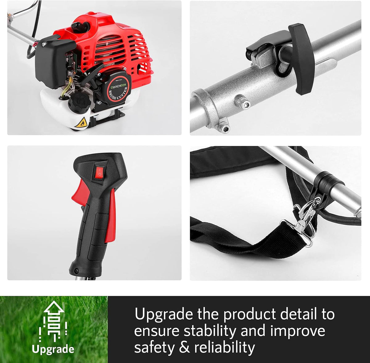 Weed Eater String Trimmer, 58cc Cordless Grass Gas Powered Weed Wacker 4-in-1 Straight Shaft String Trimmer Brush Cutter with 4 Detachable Head
