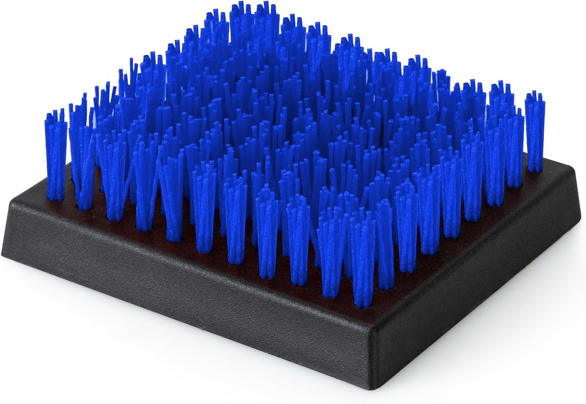BBQ Replaceable Scraper Cleaning Head,Safe Nylon Bristles Barbecue Triple Scrubbers Cleaning Brush for Cast Iron Grates/ ((Only Blue-Replacement Head No Grill Brush)