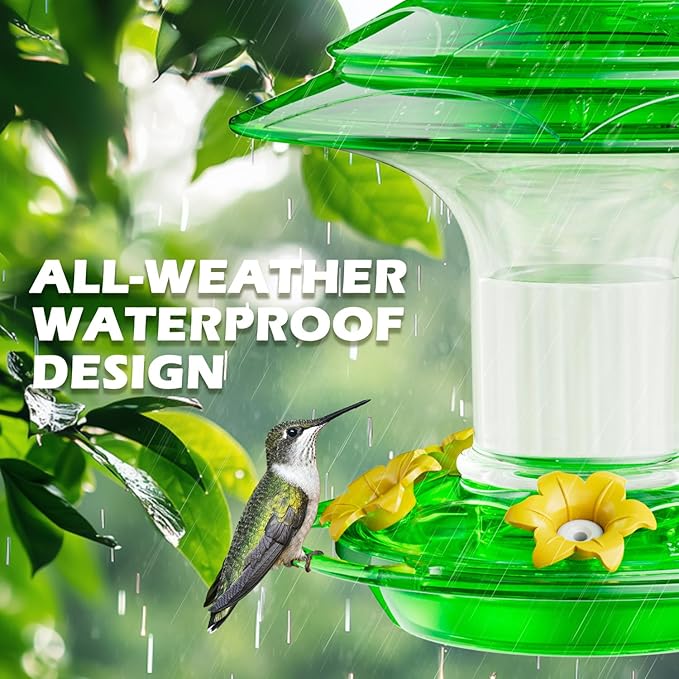 Birdream Hummingbird Feeder for Outdoors Hanging 40oz 10 Feeding Ports, 2 Pack Humming Bird Feeder with Ant Moat Brush Leak Proof - Green