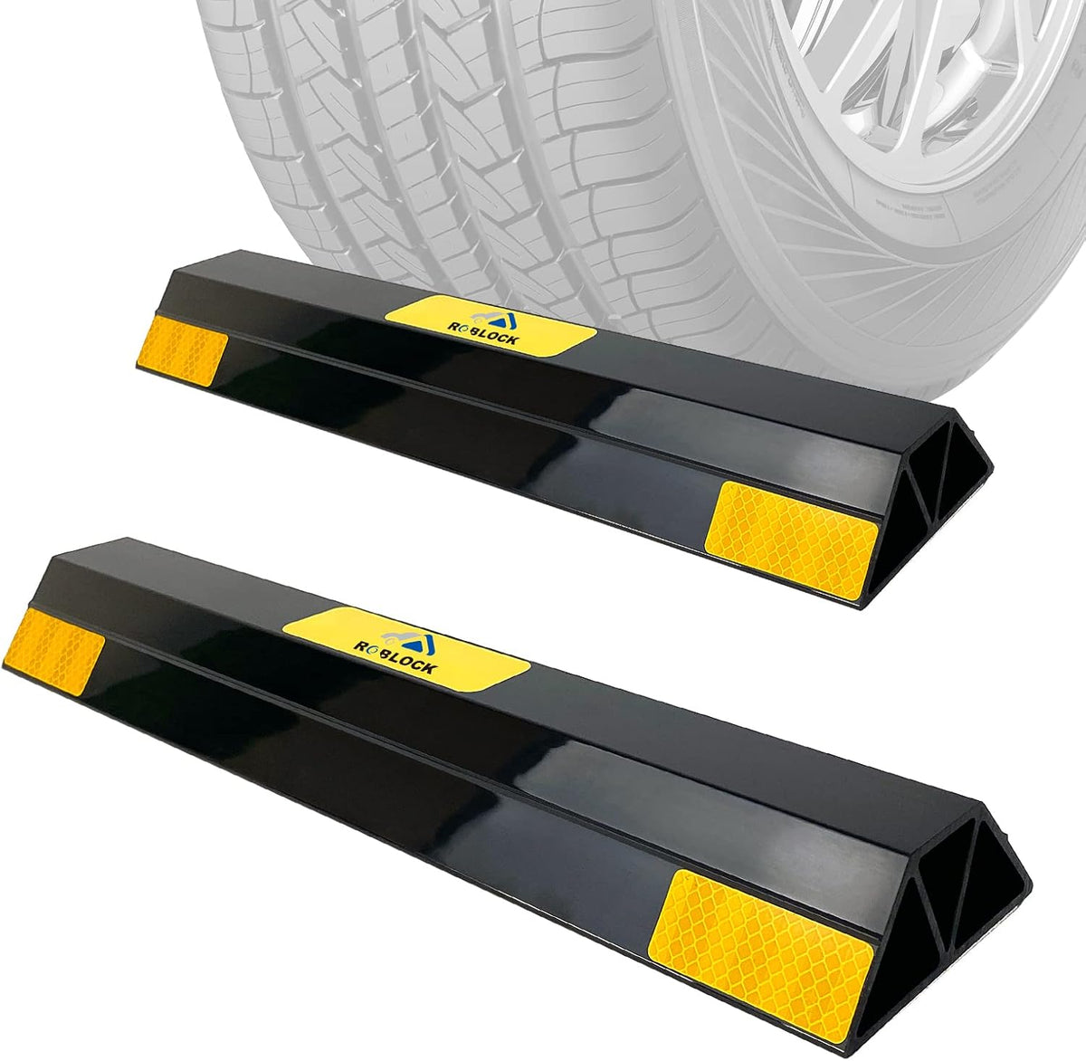 ROBLOCK 16" Heavy Duty Parking Aid with 1.8 Inch Higher Design, Car Parking Stopper for Garage 2 PCS, Parking Aids Protects Car, Parking Gadgets Easy to Install 2 Packs, 16" L x 3.7" W x 1.8" H