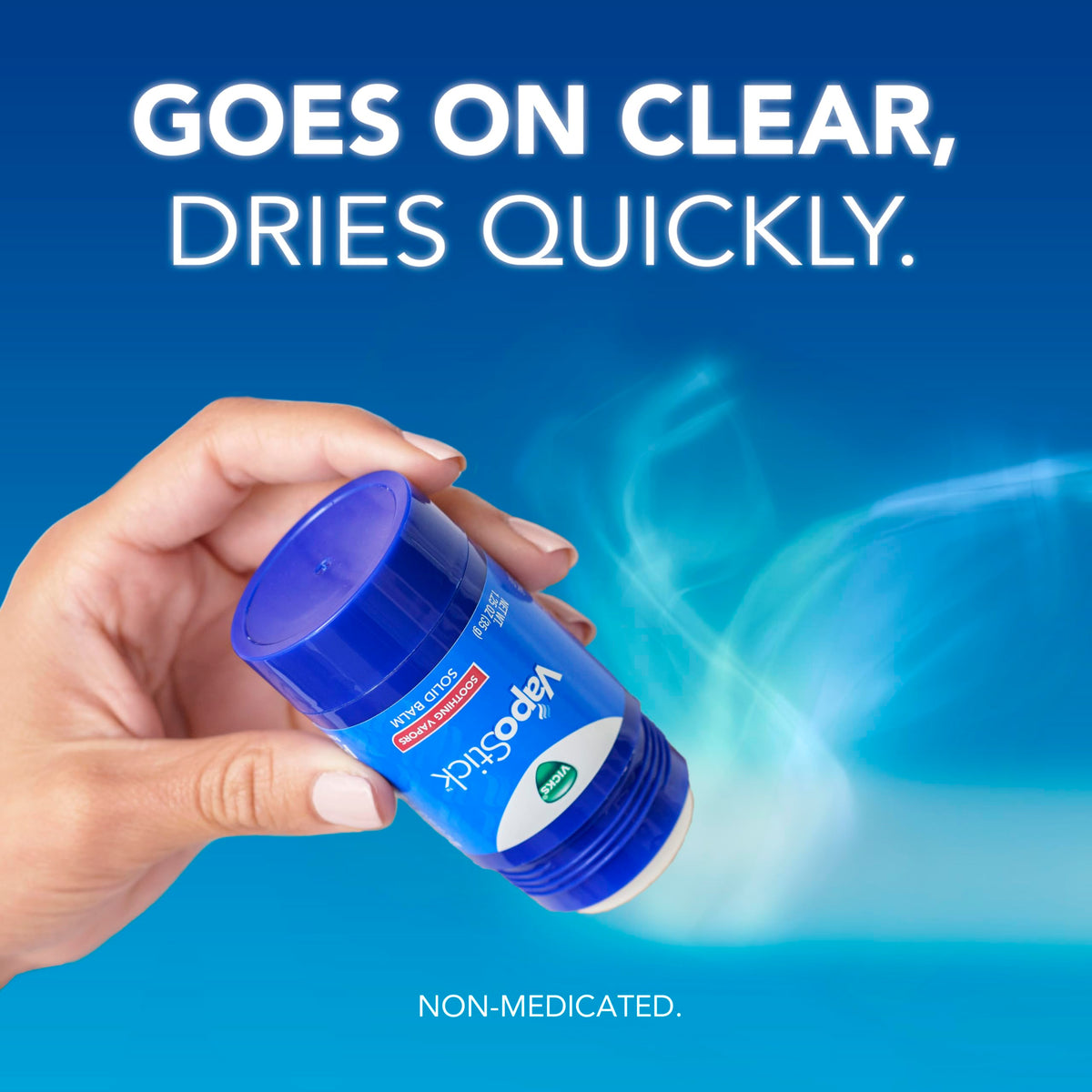 Vicks VapoStick, Solid Balm, No Mess, Soothing Non-Medicated Vicks Vapors, Easy-To-Use No-Touch Applicator, Quick Dry, Lightweight Skin Feel, 1.25oz x 2