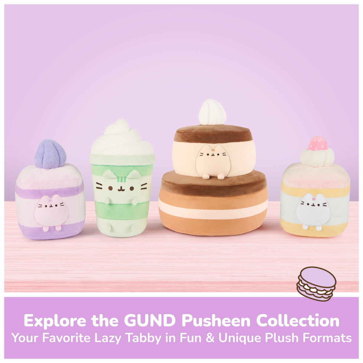 GUND Pusheen Cherry Macaron Squisheen 9.5-Inch Squishy Plush Toy; Ages 8+