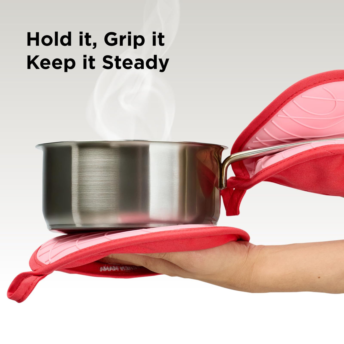 Kitchen Mama Silicone Pot Holders, Red