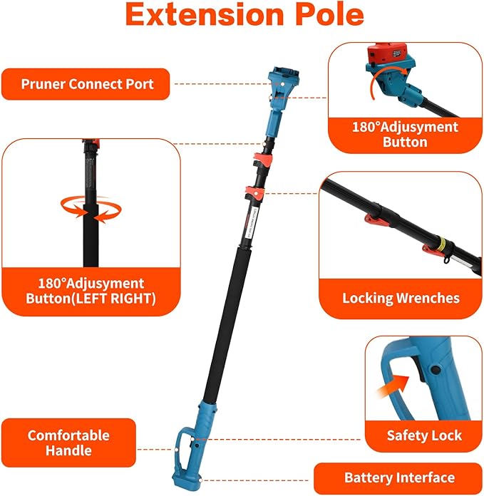 Pole Electric Pruning Shears with Portable Bag.Pole 1.6Inch(4CM) Electric Pruner for Tree Trimming Pole Tree Trimmer with 2Pcs 2000mAh Batteries(Jovant)