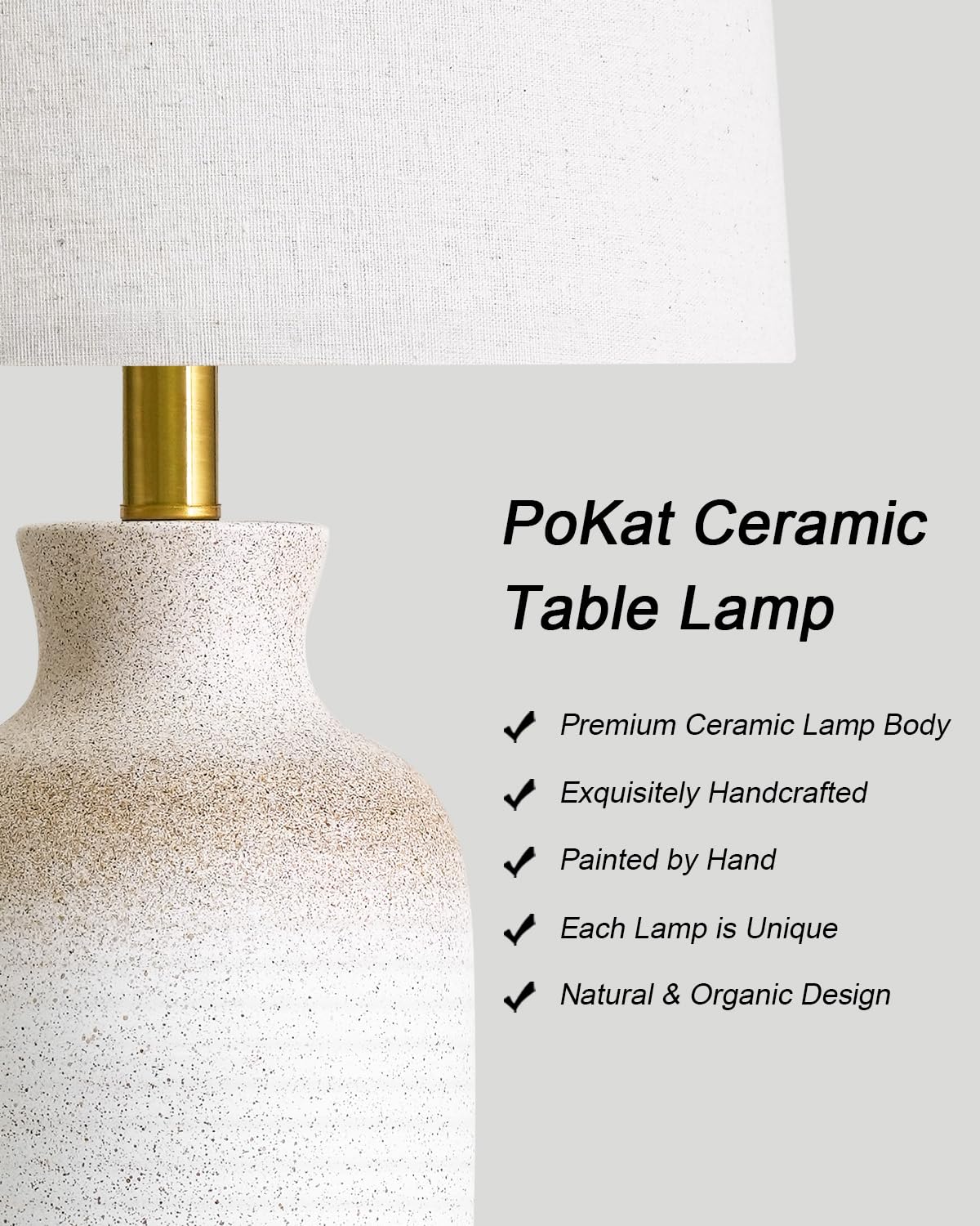 PoKat 24'' Farmhouse Ceramic Table Lamp with Natural Textured Finish