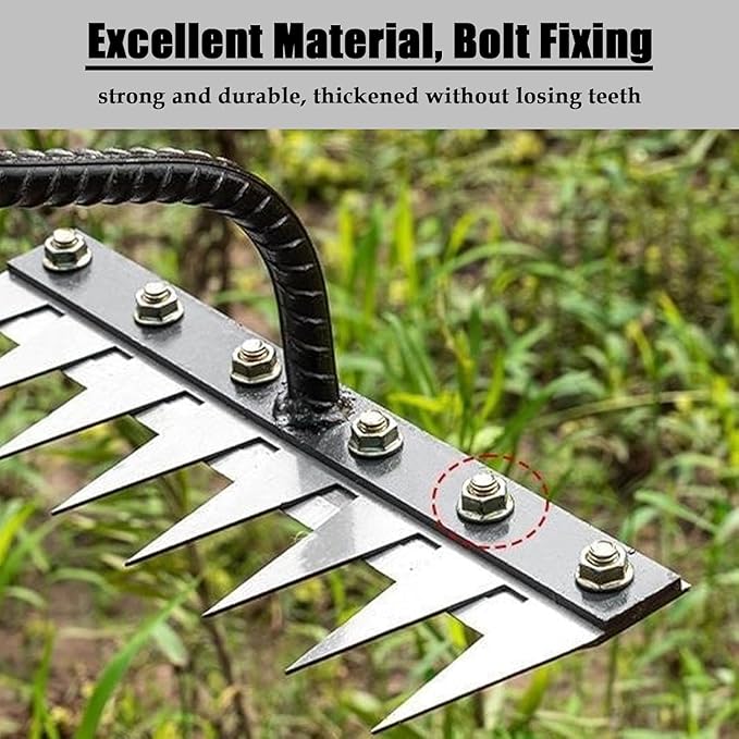2 in 1 Iron Rake 2.0 for Gardening & Weeding,Multi-Tine Carbon Steel Garden Cultivator Rake | Weed Puller Tool & Uprooting Weeder for Gardenia | for Weeding, Cultivating, Lawn(No Handle Included)