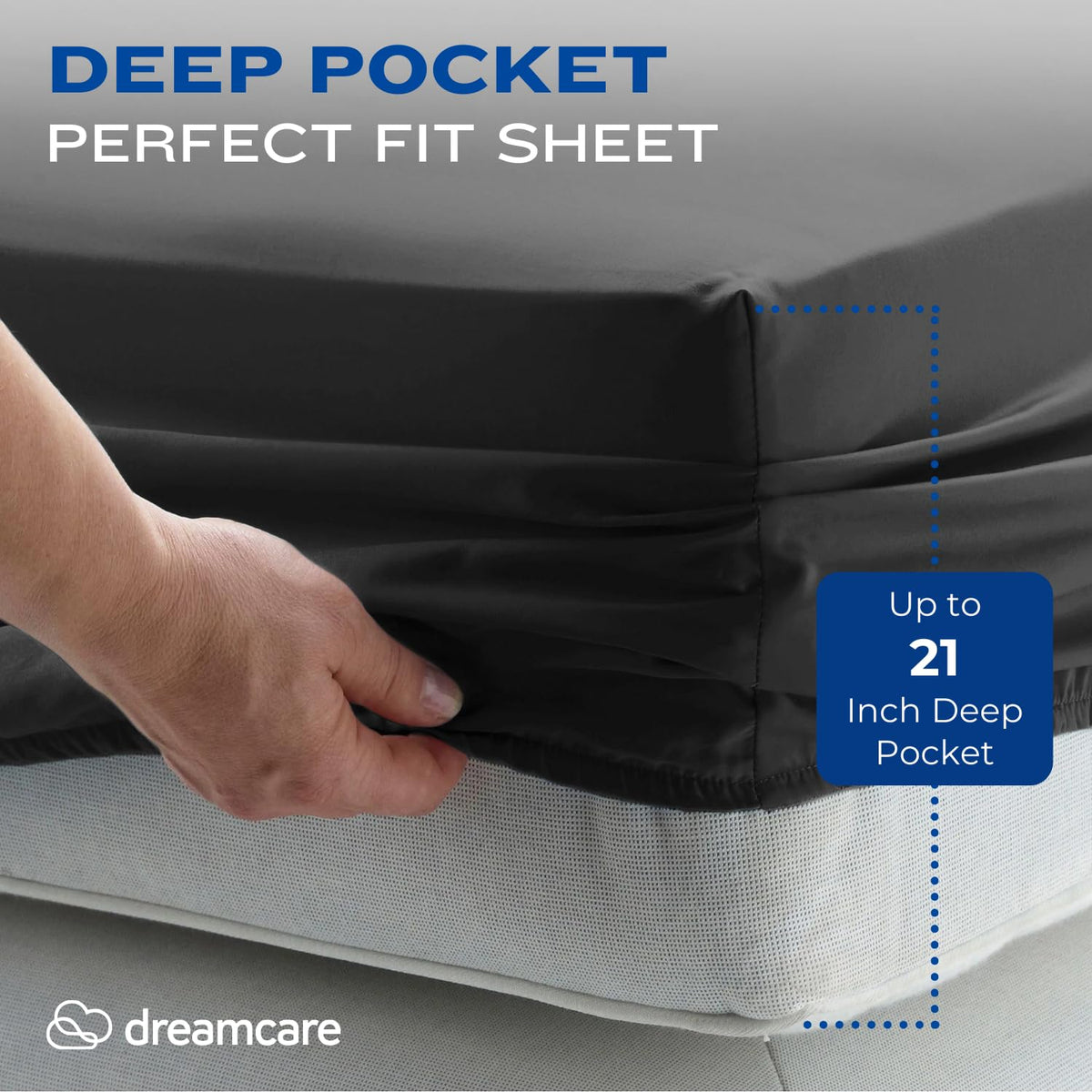 DREAMCARE King Size Sheets Set - King - Extra Deep - Gray