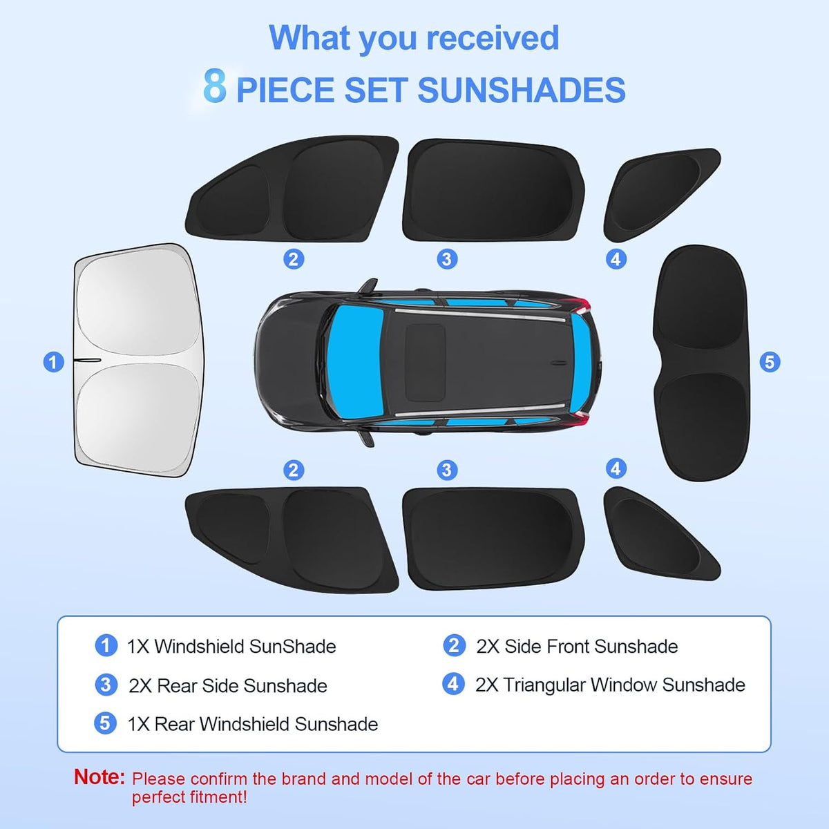 8pcs Car Window Shades for Kia Sorento 2016-2020 Accessories,Windshield Side Rear Full Sunshade,Sun Visor UV Blocking, Privacy Protection and Blackout for Camping Outdoor