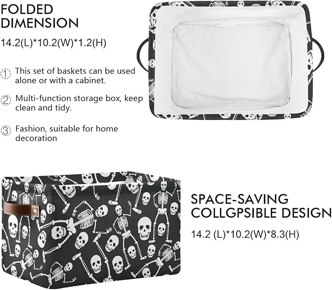 Skull Rectangular Storage Basket Organizer Bin Shelf Baskets For Clothes Gifts For Home Office Dorm