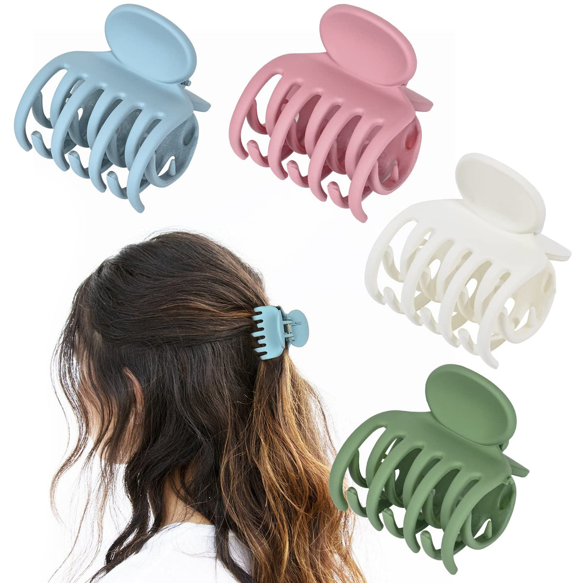 Deeka Hair Clips Small Claw Clips For Thin Hair 4 Pack Double Row Teeth 1.6'' Medium Matte Non-Slip Short Hair Accessories For W