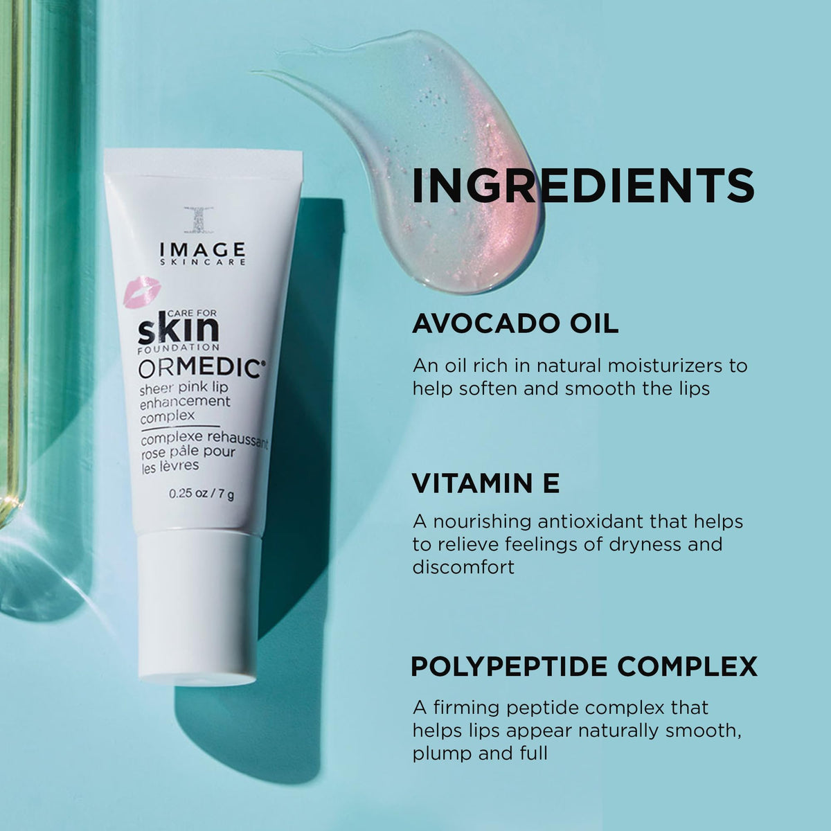 IMAGE Skincare, ORMEDIC pH Balancing Lip Enhancement Complex, with Avocado Oil & Vitamin E for Deep Hydration, Sheer Pink, 0.25 fl oz