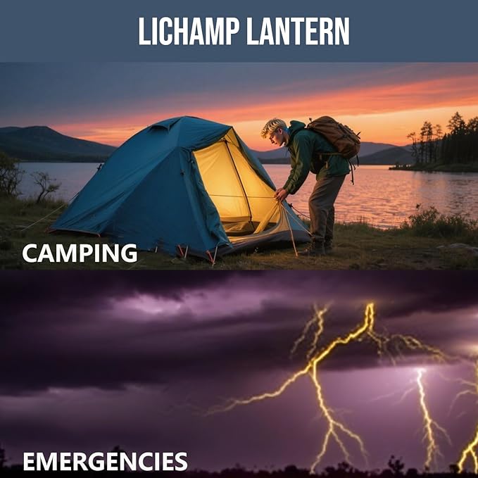 Lichamp Collapsible LED Camping Lantern, Portable Lightweight Waterproof LED Flashlight, 4 Light Modes, Survival Kits for Indoor Outdoor Home Emergency Power Outages Hiking Hurricane, 4 Pack, Medium