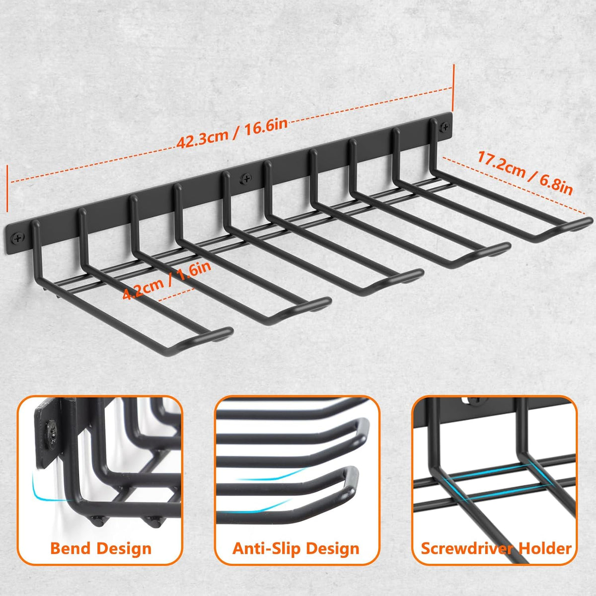Power Tool Organizer, Cordless Drill Holder Wall Mount, Garage Tool Storage Rack, Heavy Duty Tool Rack for Garage and Workshop, Quick Installation in Minutes, 1 Pack
