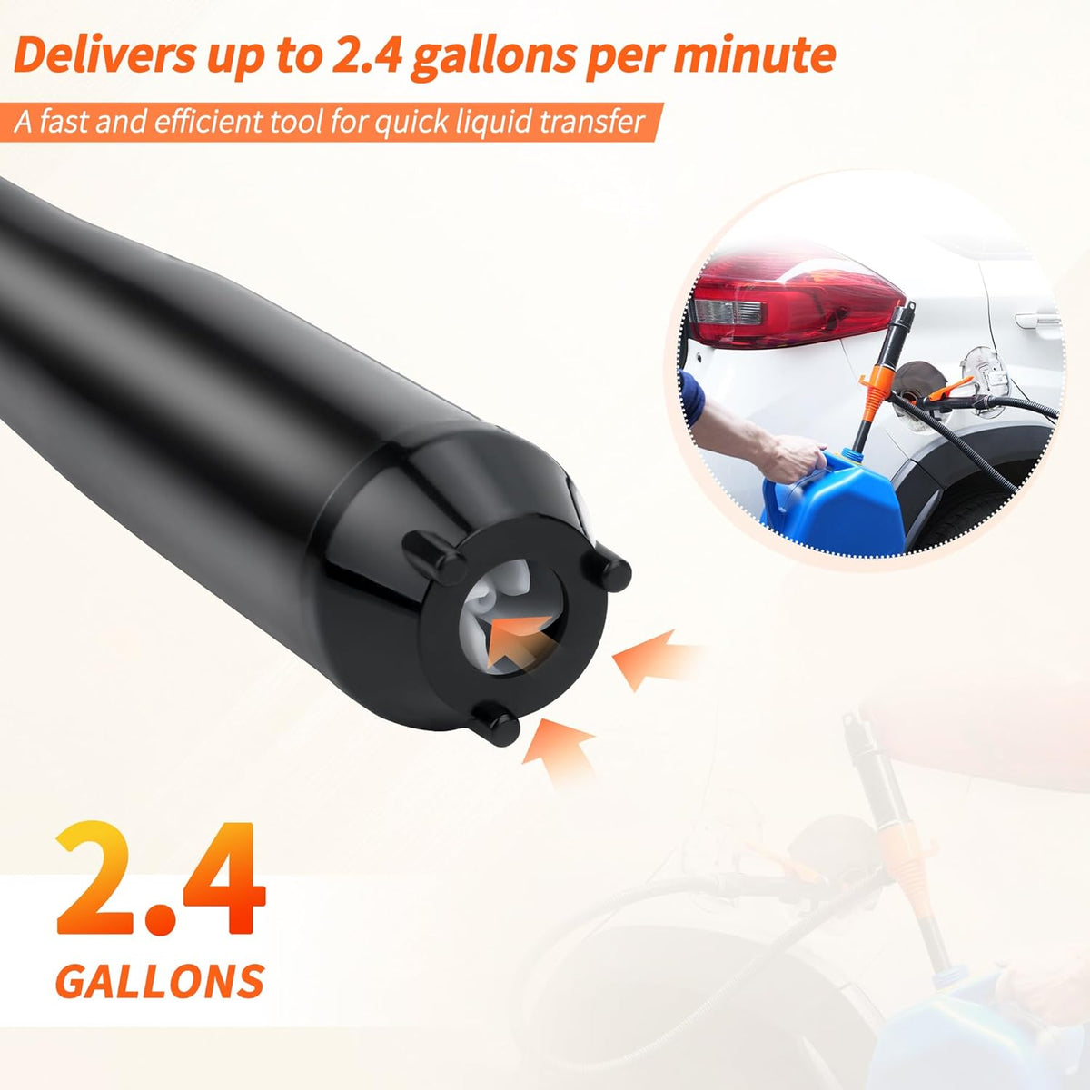 Portable Fuel Transfer Pump, Battery-Powered Siphon Pump for Gas, Diesel, Cars, Boats, Gas Cans, Spill-Proof, Quick & Easy Liquid Transfer
