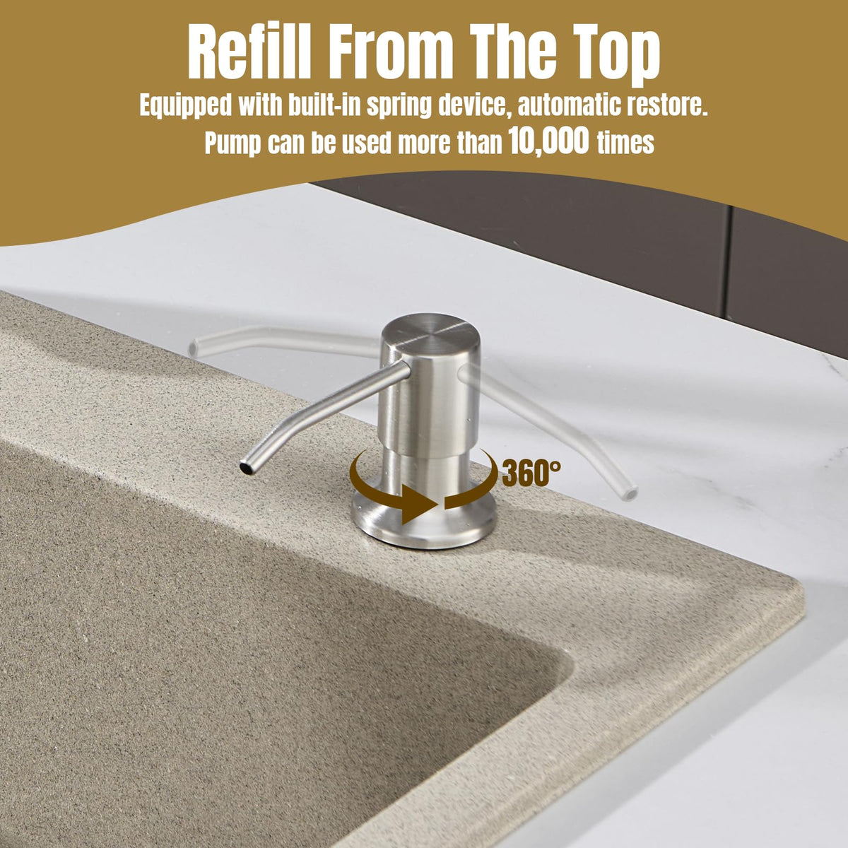 SOEBIZ Built in Soap Dispenser for Kitchen Sink Countertop