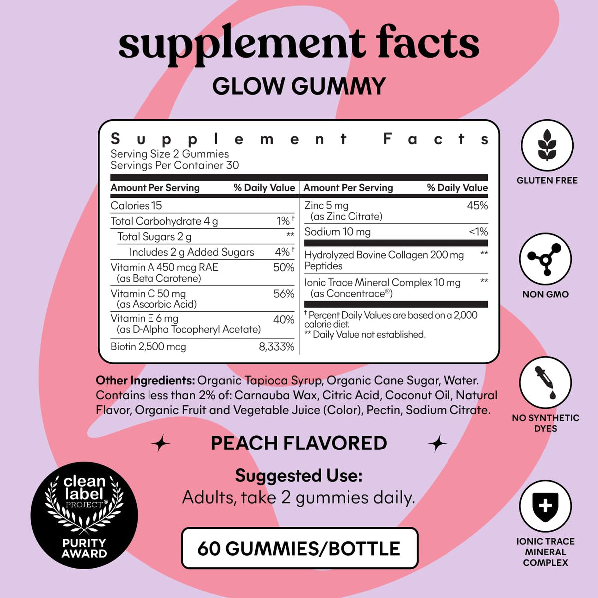 Lemme Glow Collagen Gummies for Strong Nails & Healthy Skin, 30-Day Supply