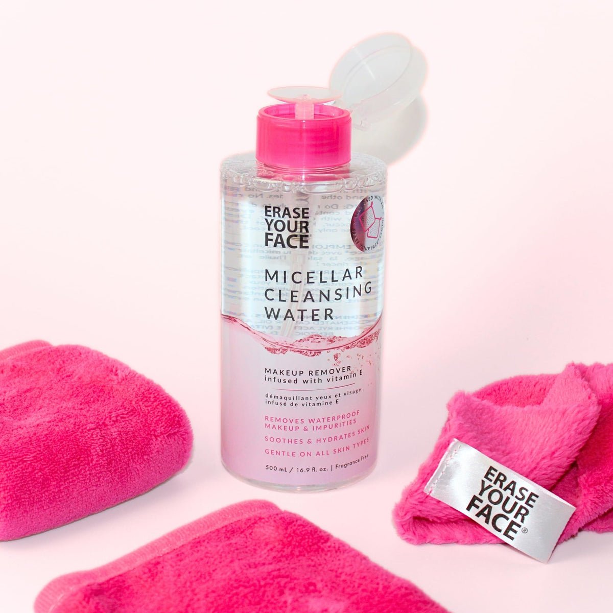 ERASE YOUR FACE Micellar Cleansing Water Makeup Remover, 500ml