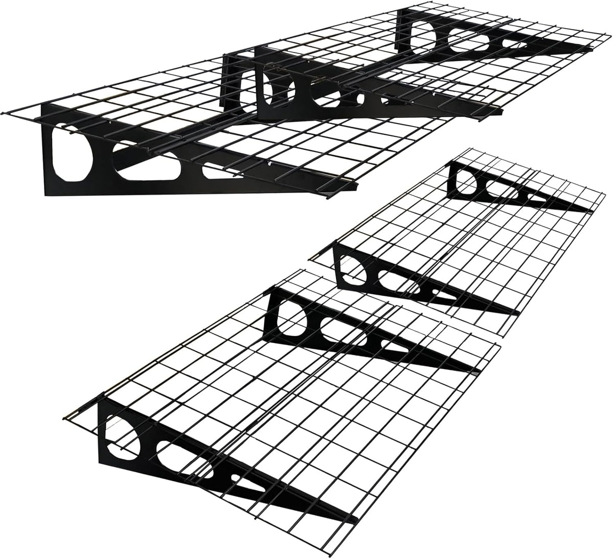 2 Pack 2x6 FT Garage Shelving Wall Mounted, 24x70 inch Floating Shelves, Heavy Duty Storage Rack, Black 440lbs Each Floor Bearing