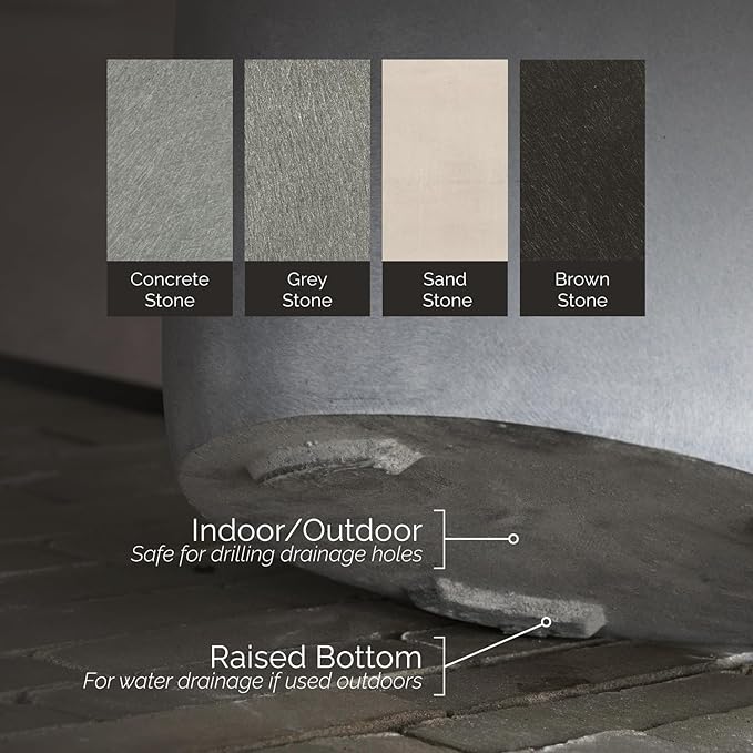 Orbo Large Planter – Fiberglass Indoor/Outdoor and Weather-Resistant Globe Planter (Grey Stone, 35.4" D x 31.3" H)
