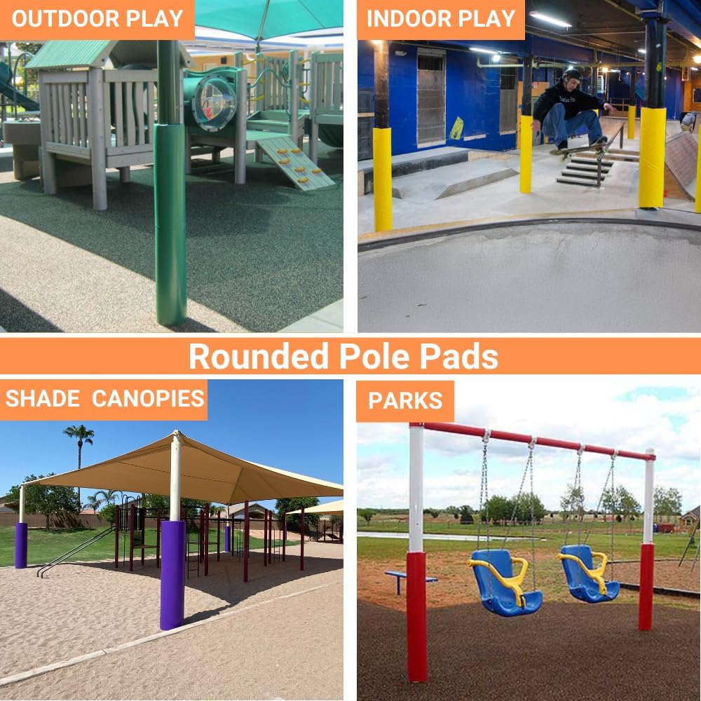 Safety Pole Pad, 4 FT Tall, 1” Thick Foam, Weatherproof, UV-Resistant, Hook/Loop Closure, Pickleball Pole Pad