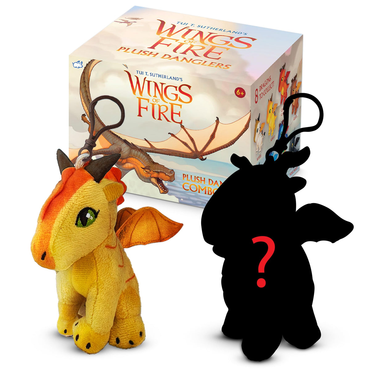 Tui T. Sutherland's - Wings of Fire Dragon Plush Danglers - Sunny & Mystery Dragon Combo Box - Soft Stuffed Animal Dangler Toy - Collectible Dragon Plushies for Kids - 2 Dragons Per Box