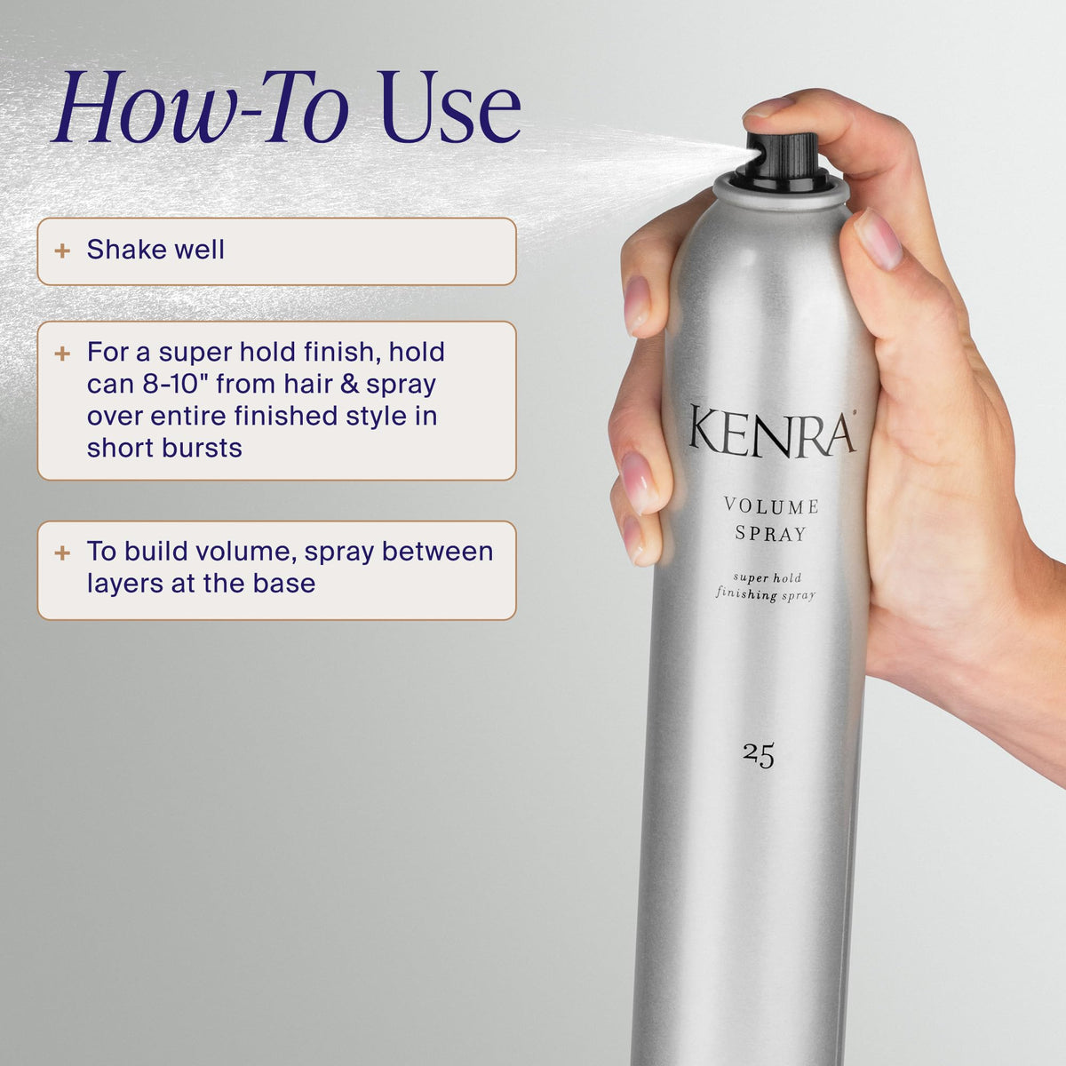 Kenra Professional Volume Spray 25 50% | Super Hold Finishing & Styling Hairspray | Flake-free & Fast-drying | Wind & Humidity Resistance | All Hair Types | 10 oz