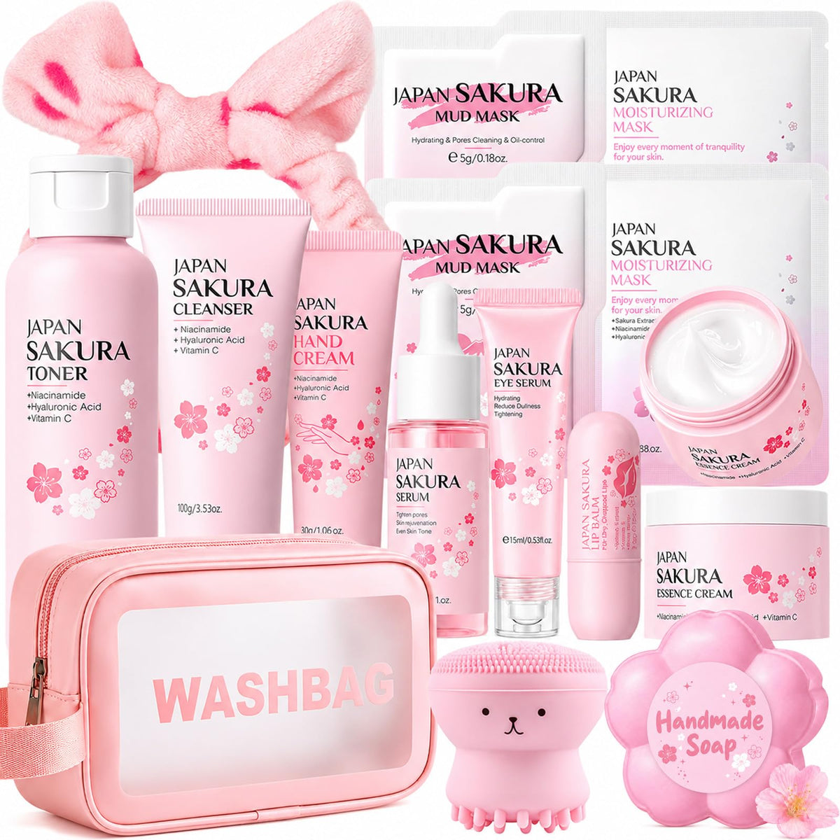 Sakura Skin Care Set for Kids Teen Girls, Birthday Christmas Gifts, 15 PCS