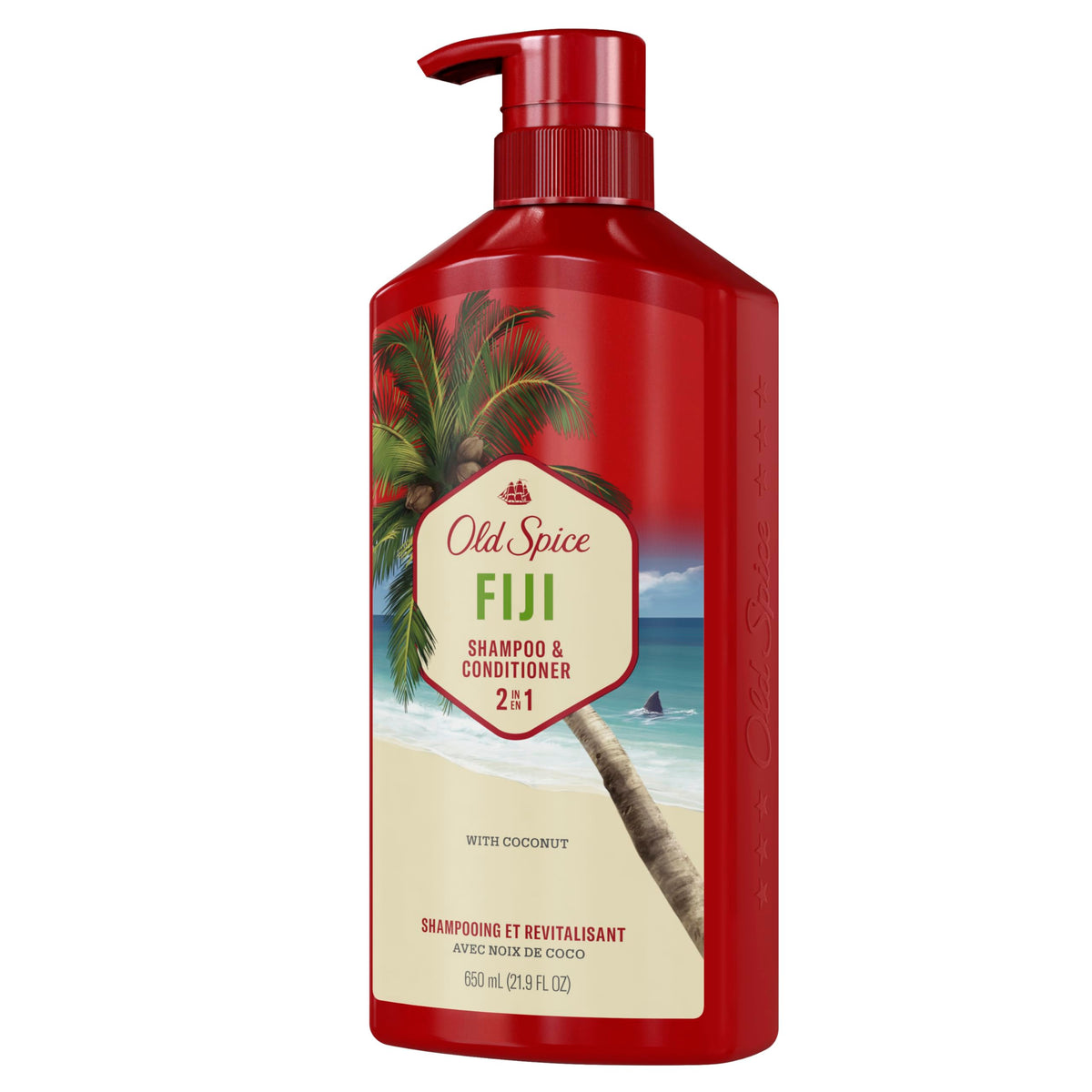 Old Spice Mens 2-in-1 Shampoo and Conditioner Set, Fiji, Coconut & Tropical Wood Scent, For All Hair Types, Healthier, Fuller, Moisturized Looking Hair, 21.9 fl oz Each, Twin Pack