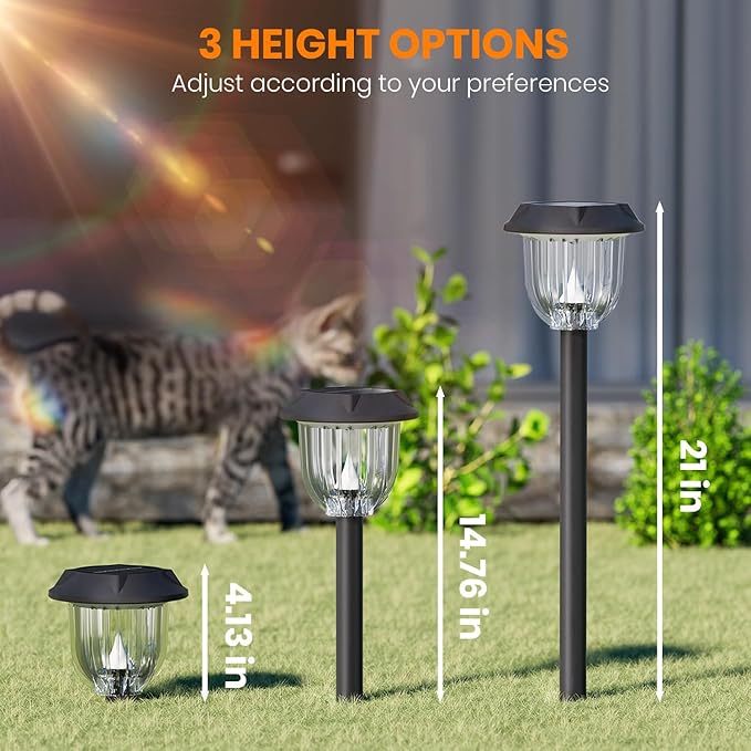 AOSEA 2 Pack Solar Outdoor Lights, IP 65 Waterproof Solar Powered Driveway Lights, Auto On/Off Path Landscape Lighting for Yard, Patio, Landscape, Pathway, Cool White