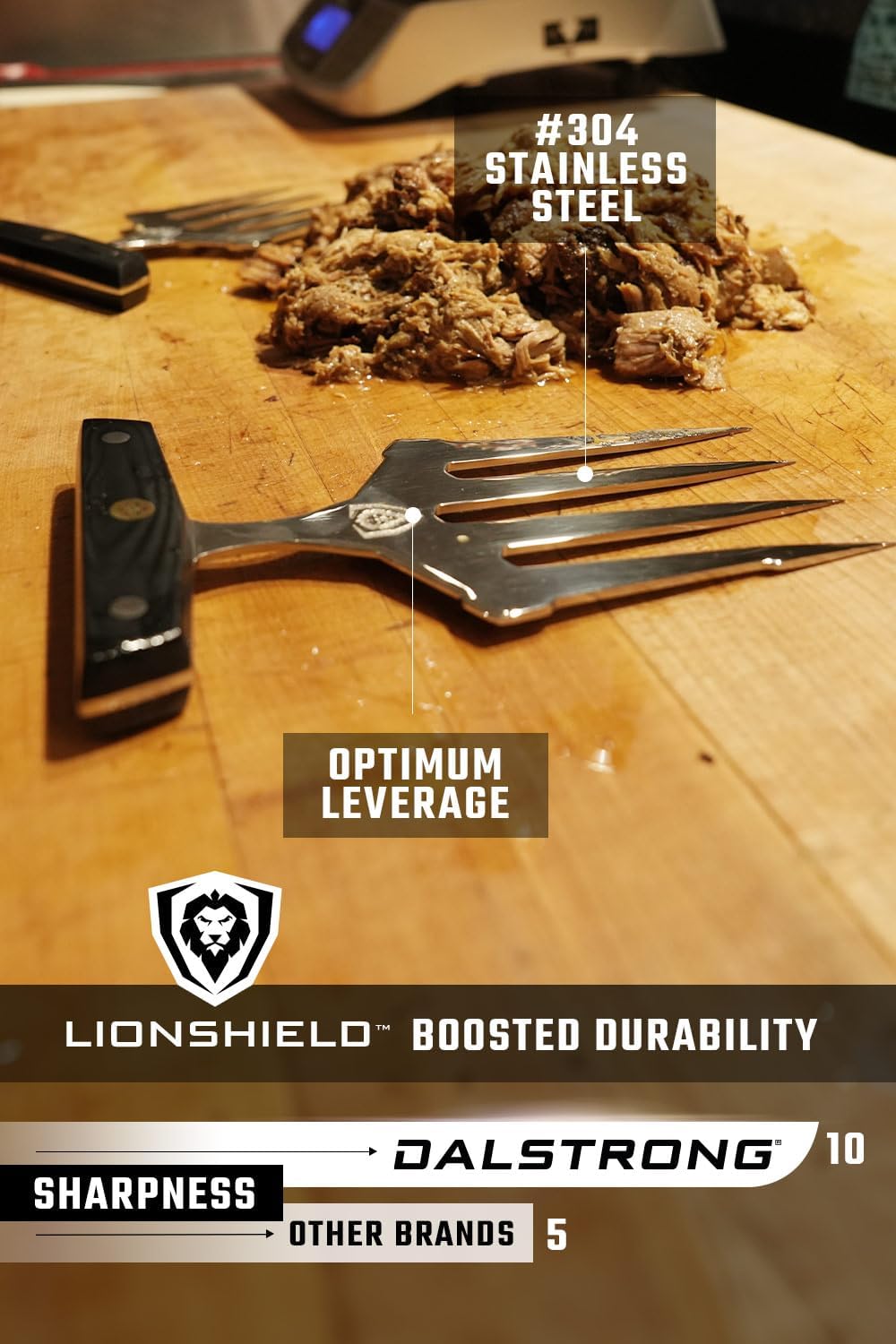 Dalstrong Meat Shredding Claws - Multi-Use Shredding Tool - Lifting, Pulling, Handling Utensils - x2 - Premium HC Stainless Steel G10 Hanlde -BBQ Meats, Brisket & More