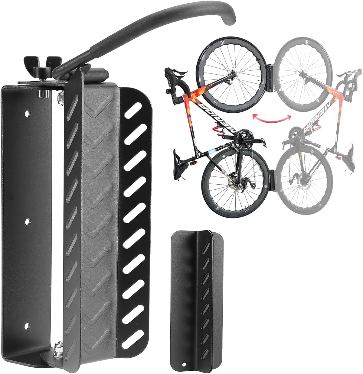 All Metal Bike Wall Mount Vertical, Swivel Bike Hangers For Garage, Bike Rack Garage Wall, Bicycle Hooks, Garden Indoor Outdoor Storage, All Metal (1Pack)