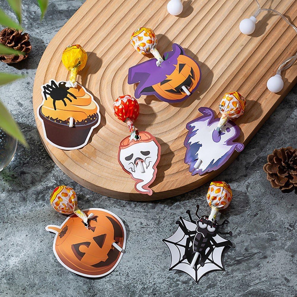 pp supm Halloween Lollipop Jam Chocolate Candy Holder Paper Cards DIY Pumpkin Ghost Sugar Card Wrapping for Halloween Party Accessories